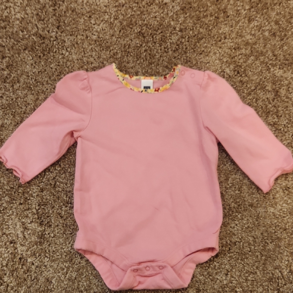 GAP Pink Long Sleeve Baby Bodysuit, Size 3-6 Months